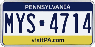 PA license plate MYS4714