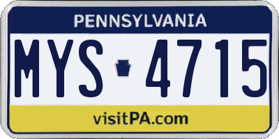 PA license plate MYS4715