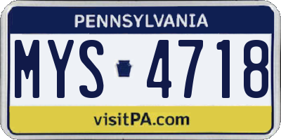 PA license plate MYS4718