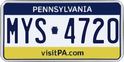 PA license plate MYS4720