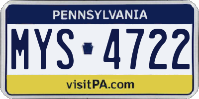 PA license plate MYS4722