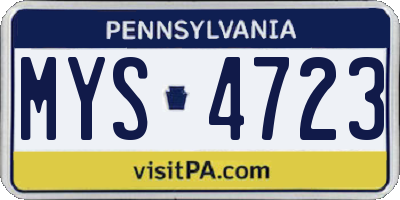 PA license plate MYS4723