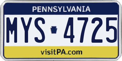 PA license plate MYS4725