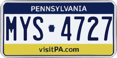 PA license plate MYS4727