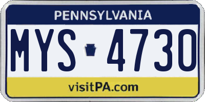 PA license plate MYS4730