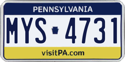 PA license plate MYS4731