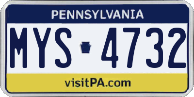 PA license plate MYS4732