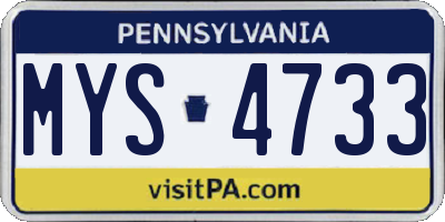 PA license plate MYS4733