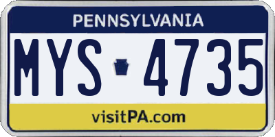 PA license plate MYS4735