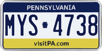 PA license plate MYS4738
