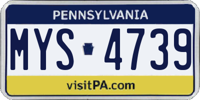 PA license plate MYS4739