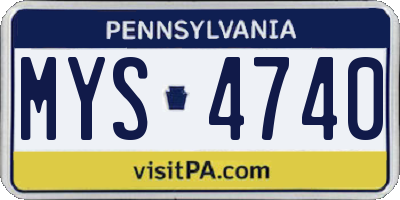 PA license plate MYS4740