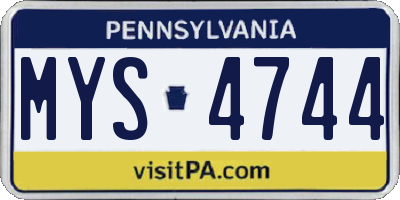 PA license plate MYS4744
