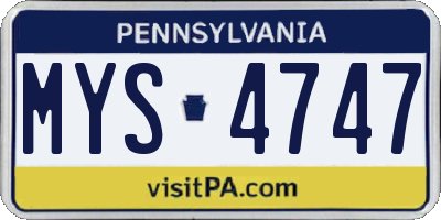 PA license plate MYS4747