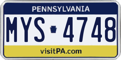 PA license plate MYS4748