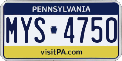 PA license plate MYS4750