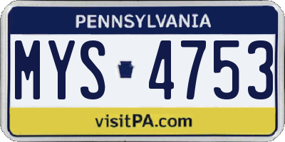 PA license plate MYS4753