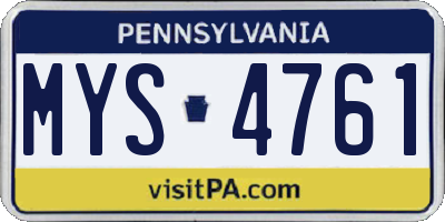 PA license plate MYS4761