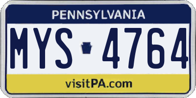 PA license plate MYS4764