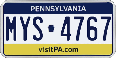 PA license plate MYS4767