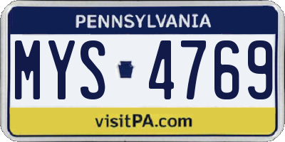 PA license plate MYS4769