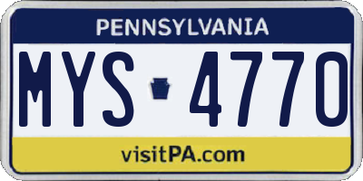 PA license plate MYS4770