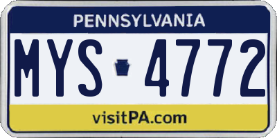 PA license plate MYS4772