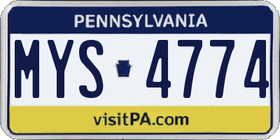 PA license plate MYS4774