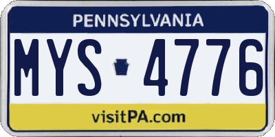 PA license plate MYS4776