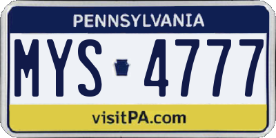 PA license plate MYS4777