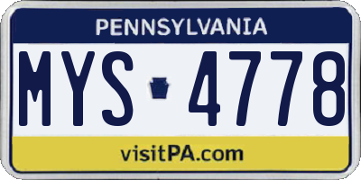 PA license plate MYS4778