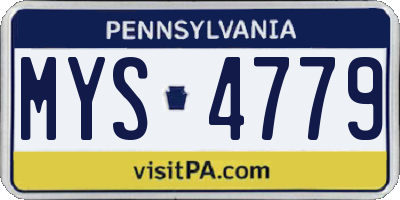 PA license plate MYS4779