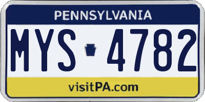 PA license plate MYS4782