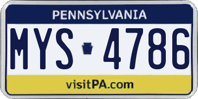 PA license plate MYS4786