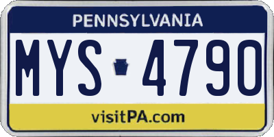PA license plate MYS4790