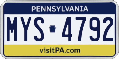 PA license plate MYS4792