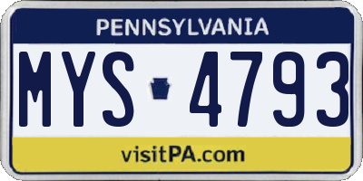 PA license plate MYS4793
