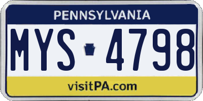 PA license plate MYS4798