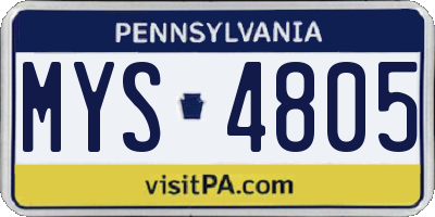 PA license plate MYS4805