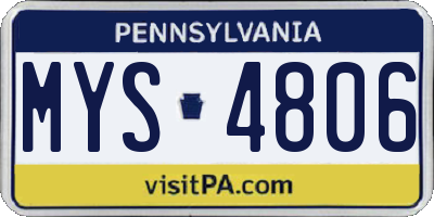 PA license plate MYS4806