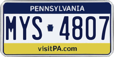 PA license plate MYS4807