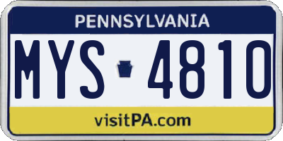 PA license plate MYS4810