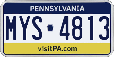 PA license plate MYS4813