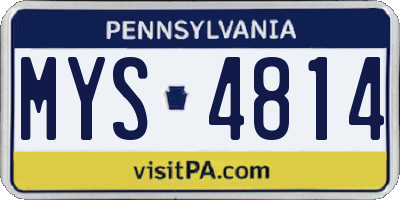PA license plate MYS4814