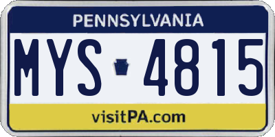 PA license plate MYS4815