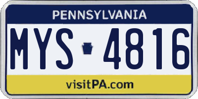 PA license plate MYS4816