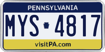 PA license plate MYS4817