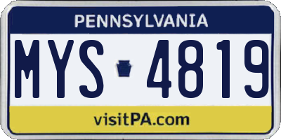 PA license plate MYS4819