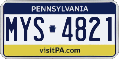 PA license plate MYS4821