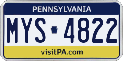 PA license plate MYS4822